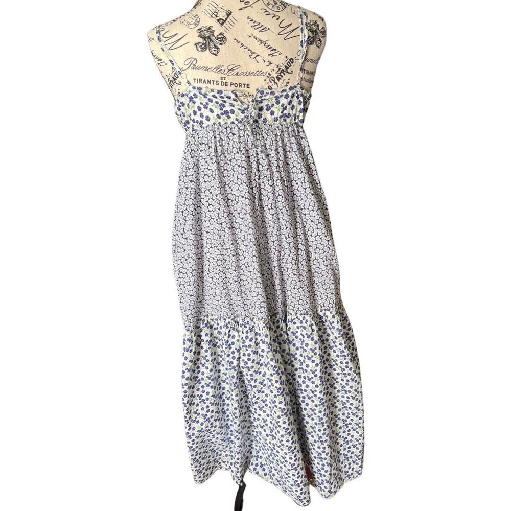 Gap Cobalt Floral  Cotton Maxi dress Dark Cottagecore Fairy Grunge Vintage S